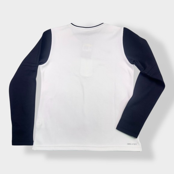 Nike‎ Dri-FIT Women's Zip-Neck Long Sleeve Training Top White Navy NWT - Picture 11 of 12